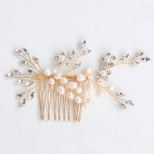 Hair Clips Floralbride Rhinestones Crystal Freshwater Pearls Flower Wedding Comb Bridal Headpieces Accessories Women Jewelry