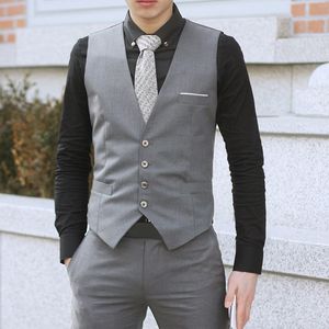 Mäns västar Ankomstklänning för män Slim Fit Suit Vest Male Waistcoat Casual ärmlös Formell affärsjacka 230222