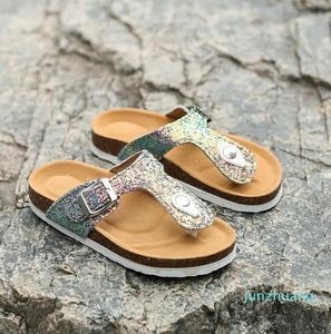 Slippers Cork Women Slides Flat Shoes Bling Seerfint