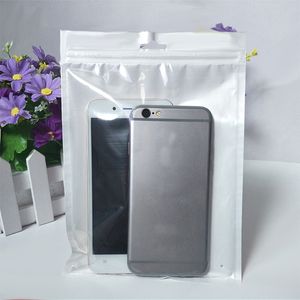 15*21cm White/Clear Self Seal Zipper Plastic Packaging Bag W/ Hang Hole For Iphone 14 Pro Max 13 12 8 7 Plus 6.5 Inch Case Cover Display Dustproof Bags