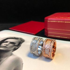 Luxos Designers Anel Engrenagem Anéis Para Mulheres Homens Completo Diamante Noivado Jóias Engrenagens Podem Virar Festa Casual