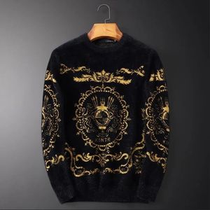 Herren-T-Shirts High-End-Boutique-Mode-Jacquard-Pullover Herren Herbst und Winter verdickter warmer Pullover Trend-Stil Top 230223