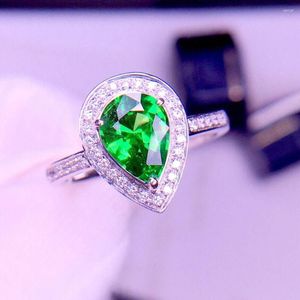 Cluster Rings 2023ENT Tsavorite Ring Fine Jewelry 18K Gold Natural Unheat 1.2ct Gemstones Diamonds Female Wedding