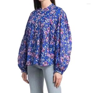 Kvinnor BLOUSES 2023 Autumn Brand Long Sleeve Shirts For Women Fashion Floral Print Shirt Shirt Cotton Mjuk bekväma damer Bluesas
