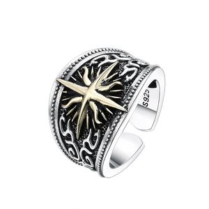 Błyskawiczna gwiazda Regulowane pierścionki opaski damskie zabytkowe srebrne pierścionek punkowy vintage ręcznie robiony deisnger biżuteria Prezent
