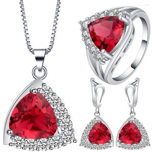 Necklace Earrings Set 2023 Jewelry SetS White Gold Color Austrian Crystal Earring/Necklace/Ring Heart Wedding