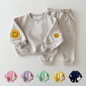 Clothing Sets Winter Warm Baby Girl Boy Clothes Set Embroidery Thicken Fleece Sweatshirt Pant Baby Boy Tracksuit Toddler Girl Clothes Korea 230223