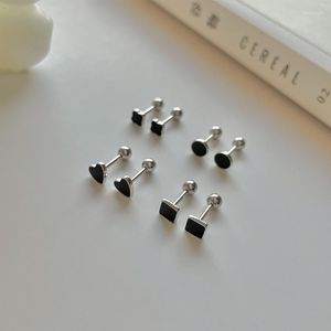 Stud Earrings Simple Design Black Heart Square Circle Clover Drops Glaze Earring For Women No Removal Jewelry Accessories Christmas Gift