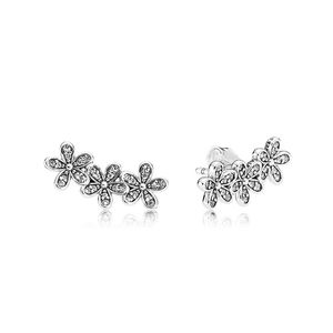 Sparkling Daisy Flower Stud Earring for Pandora 925 Sterling Silver designer Wedding Party Jewelry For Women Girlfriend Gift CZ Diamond Earrings with Original Box