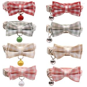 Collari per cani Simpatico collare per gatti con fiocco con campana Plaid Pet universale regolabile Bowknot coreano Cartoon