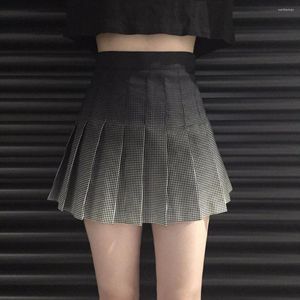 Skirts Retro Pleated Graduated Printed Plaid College High Waist Skirt Women's Ladies Kawaii Female Korean Harajuku Clothing For