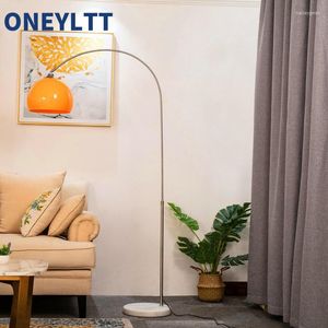 Floor Lamps Modern Minimalist LED Sofa Bedside Lamp Table White Orange Fishing Long Stand Light Room Decoration
