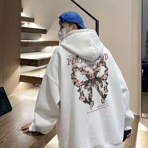 Erkek Hoodies Sweatshirts Hoodies Erkekler İçin Hip-Hop Gül Giyim Beyaz Kapüşonlu Sweatshirt Sokak Büyük Boy Y2K Giysileri Çiftler Goth Punk 230223