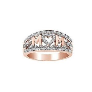 Obrączki moda miłość mama Sier pierścionek różowe złoto mama postać diamentowa biżuteria rodzina najlepszy prezent urodzinowy dla matki Drop Delivery Dhd9V
