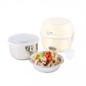 Elektriska uppvärmda lunchlådor DMWD Mini Rice Cooker Thermal Heat Box 2 Lager Portable Food Steamer Cooking Container Meal Box Warmer 230222