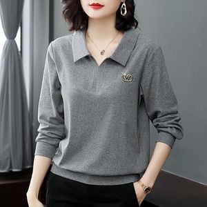Kvinnors blusar skjortor polo botten skjorta mode allmatch longsleved tshirt topp höst vinter solida tröjor 230223