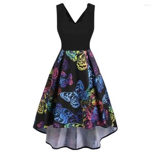 Casual Dresses Summer Plus Size Butterfly Dress 2023 Vintage Women 50s Swing Pin Up Vestido Robe Femme Printed a Line Party