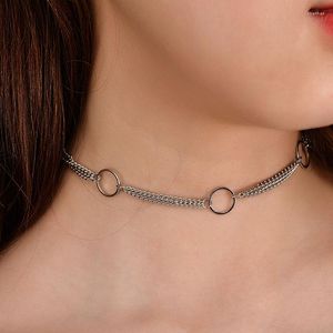Girocollo semplice moda rame cerchio rotondo catene di metallo collana per donne collo girocollo gioielli regalo XR837