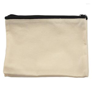 Pack Canvas Zipper Bags Blank DIY Craft Pouches For Travel Cosmetic Makeup Pencil Case Party Gift Coin Cash Pur