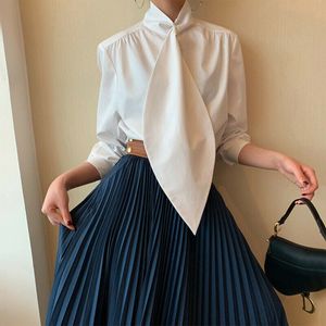Kvinnors blusar skjortor yeezzi vår och sommar kvinnlig eleganta vita långa ärmar inspirerade designer överdimensionerade toppar skjorta blus för kvinnor 230223