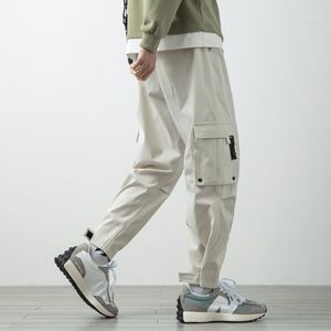 Men's Pants Summer Multi-Pockets Cargo Men Streetwear Beige Black Baggy Joggers Ankle-Length Casual TrousersMen's Heat22