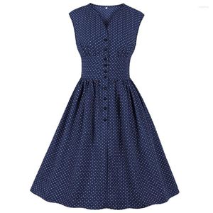 Casual Dresses 18 Colors Women Vintage Dress Floral Print och Solid Pin Up Rockabilly Plus Size 4XL Button A-Line Party Vestidos