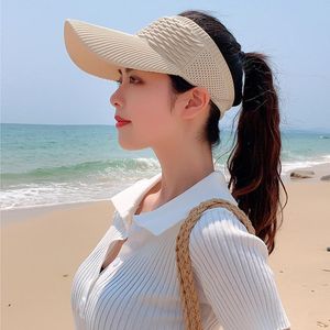Wide Brim Hats Knitted Empty Top Hat For Long Hair Peaked Outdoor Sports Sun Visor WomenWide WideWide