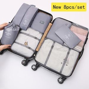 Duffel Väskor Surväska Organiserare 8 stycken Set Travel Bag Portable Folding Close sko Tidy Pouch Bagage Storage Packing Cubes