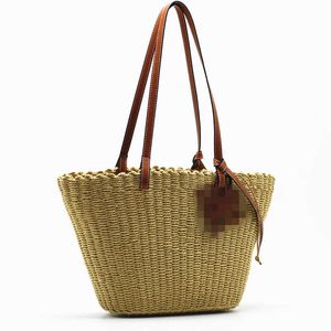 wind large capacity straw woven bag single shoulder vegetable basket woven bag beach resort wind