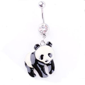 Navel Bell Button Rings D0874 Panda Belly Ring With White And Black Colors Drop Delivery Jewelry Body Dhgarden Dhkfs