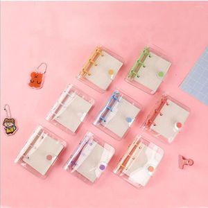 Transparent 3 Ring Mini Loose-Leaf Notebook Student Portable Hand Book Binder School Supplies Stationery