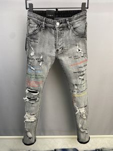 DSQ Grey Coolguy Джинсы мужские джинсы классические брюки хип -хоп -рок -рок -повседневные дизайнерские брюки огорченные узкие джинсовые джинсы dsq2 байкерские джинсы 6914