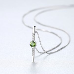 European style olive green gemstones925 silver pendant necklace minimalist design micro-set zircon women box chain necklace jewelry accessories