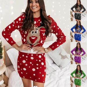 Casual Dresses 2023 Women's Christmas Print Long Sleeve Dress