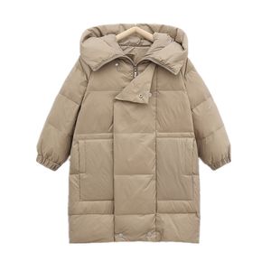 Ceketler çocuklar diz üstü diz uzun stil moda erkekler ve kızlar kalın sıcak kış kıyafetleri 4 düz renk 230222