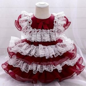 Flickaklänningar Baby Princess Dress Born Lolita Tutu Party for Girls 1st Birthday Weddind Toddler Spädbarnsdopklänning