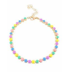 Link Chain Pastel Enamel Round Bezel Set CZ Tennis Chain Bracelet Rose Gold Color Fashion Classic Women Jewelry G230222