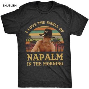 Camisetas masculinas Eu amo o cheiro de napalm pela manhã de camiseta vintage Retro Bill Kilgore Apocalypse agora para camiseta masculina/menino 022223h