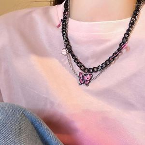 Hänge halsband klä upp med pin mode fjäril tröja choker halsband smycken tillbehör