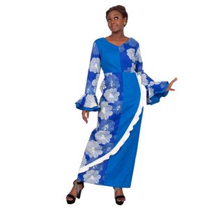 African Dresses for Women Dashiki African Dresses Ankle-Length Dress Flare Long Sleeve 6XL Daily Wedding Dress WY3778