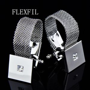 Gemelli FLEXFIL Gioielli gemello per camicia francese per uomo Designer di marca Polsini con bottone Pulsante maschio Matrimonio di lusso di alta qualità 230223