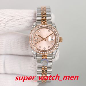 2023 Sıcak satıcı Kadınlar İzle 28mm Erkekler İzler Otomatik Hareket Altın Paslanmaz Çelik Kadın 2813 Hareket Elmas Çerçeve Lady Ladies Bilek Swatches