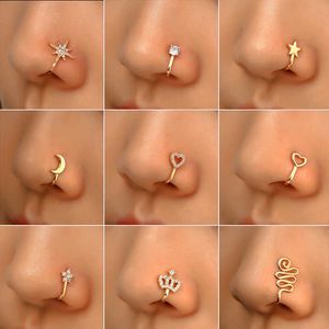 Modeschmuck Körper Piercing-Produkte nicht perforierte U-förmige Nasenclip Kupfer mit Zirkon verschiedener Stil Stars Mond eingelegt