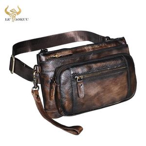 Midjep￥sar Vintage Natural Leather Male Sling Bag Design Casual Travel 8 