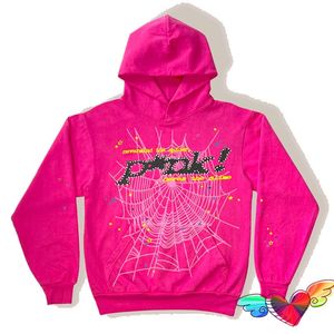 Men s Hoodies Sweatshirts Young Thug Pink Sp5der 555555 Hoodie Men Women 1 1 High Quality Foam Print Spider Web Graphic 555555 Pullovers 230223