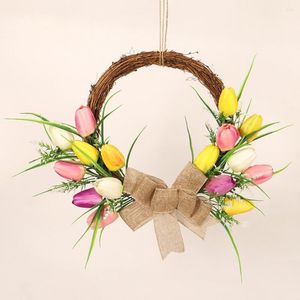 Decorative Flowers Modern Wall Wreath Lightweight Artificial Fresh-keeping Artistic Fake Tulip Door Reusable