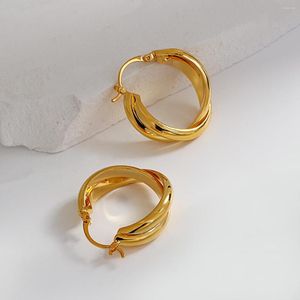 Creolen AENSOA Elegante Kupferlegierung Goldfarbe Frauen Twist Hoops Chunky Wives Runde Dicke Mode Party Schmuck Geschenk