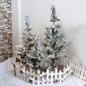 Christmas Decorations 1.5M PE Simulation Artificial Tree Cedar 0.6/0.9/1.2M Falling Snow Flocking Light Desktop Ornaments Decoration