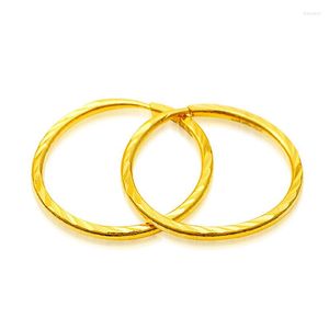 Orecchini a cerchio in oro giallo massiccio 24 carati da donna 999 Circle Round P6285