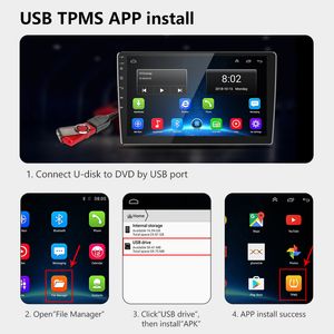 USB Android TPMS Sistema di monitoraggio dell'allarme della pressione dei pneumatici per auto per il lettore Android del veicolo Avviso di temperatura con quattro sensori